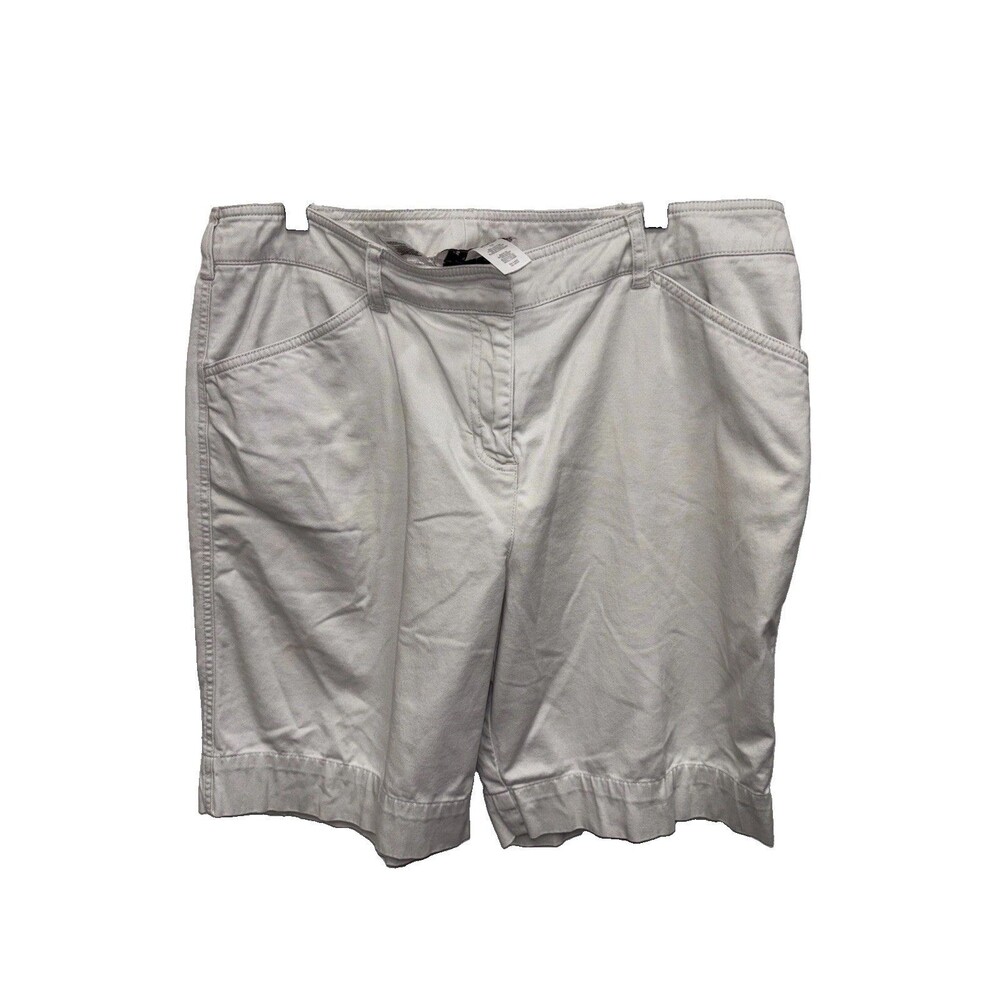 Jones New York Sport Cotton Blend Khaki Shorts Women 12 Stretch Zip Bermuda